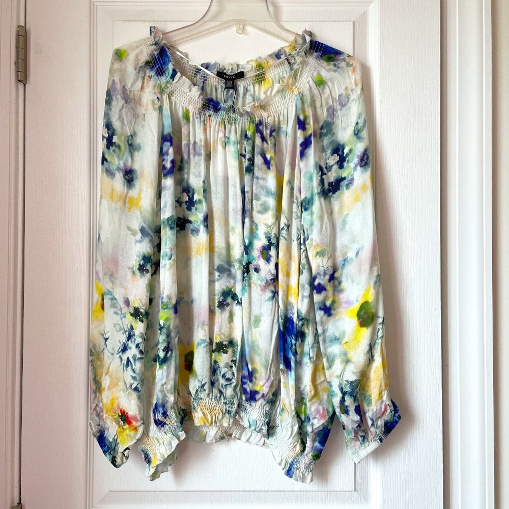 New IMNYC Isaac Mizrahi  Women's Top Color 990 Blue Multi-floral Size XL